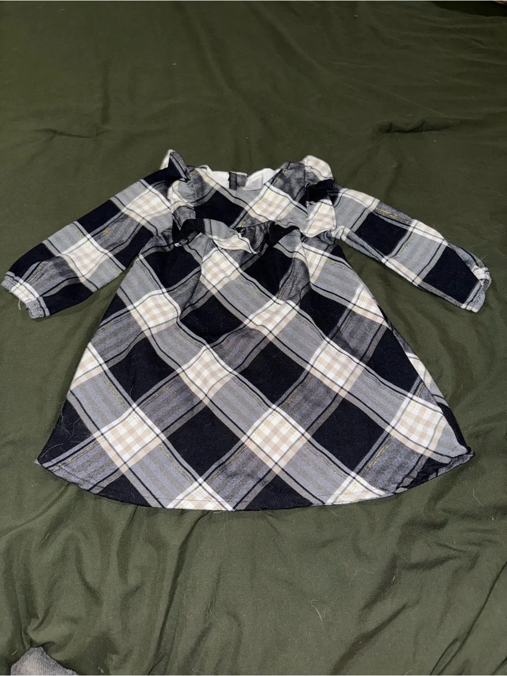 Carter's Fuchsia Quilted Hoodie with Black & Gray Plaid Dress